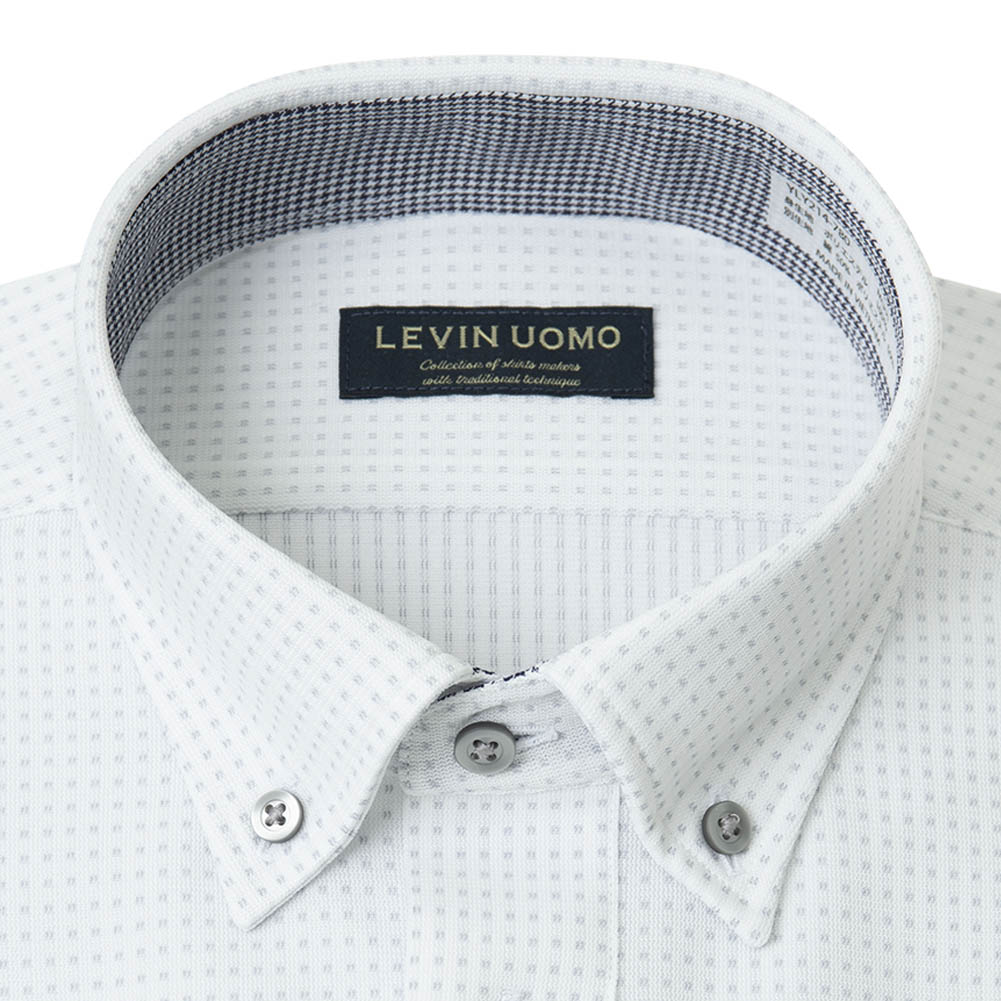 ニットシャツ(裄詰不可) ストライプ グレー ニット 吸水速乾 トリコット Levin UOMO