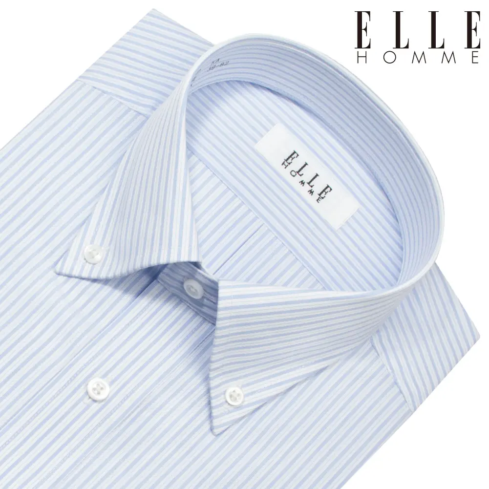 ワイシャツ ストライプ ブルー ELLE HOMME