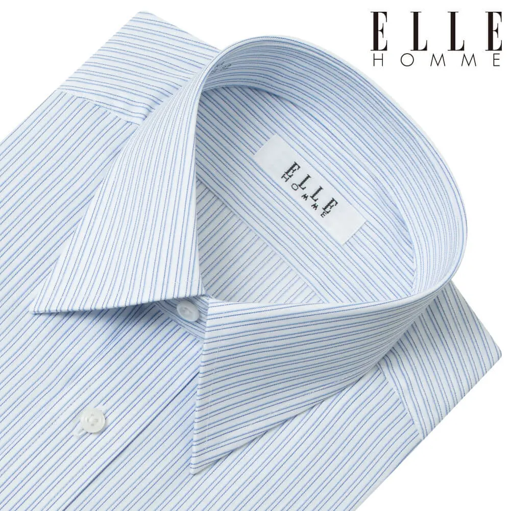 ワイシャツ ストライプ ブルー ELLE HOMME