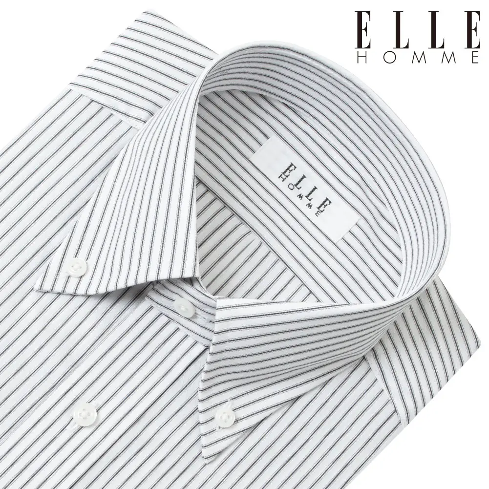 ワイシャツ ストライプ グレー ELLE HOMME