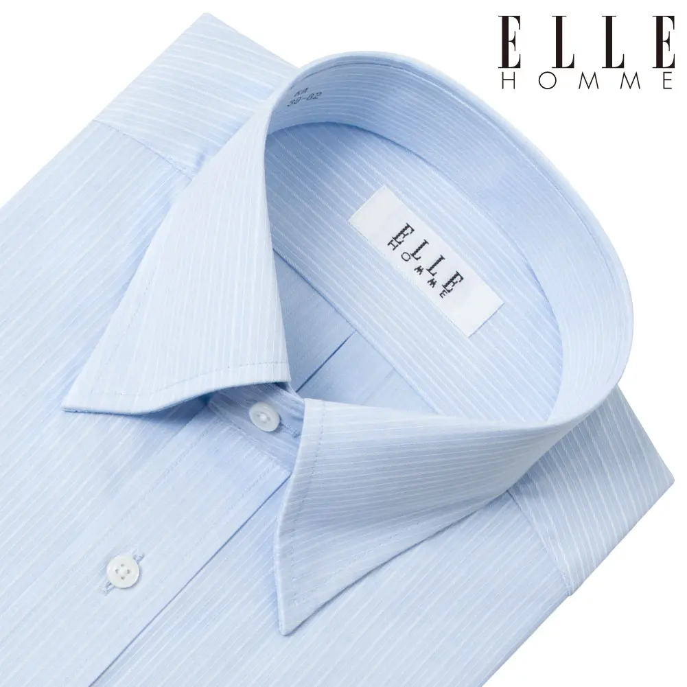 ワイシャツ ストライプ ブルー ドビー ELLE HOMME