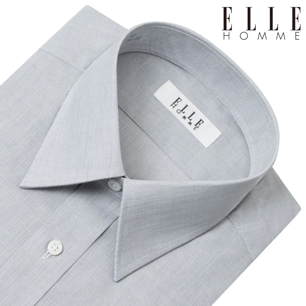 ワイシャツ 無地 グレー ELLE HOMME