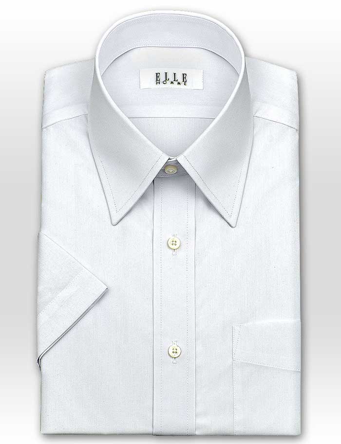 ELLE HOMME 半袖レギュラーカラー　 ホワイト ワイシャツ
