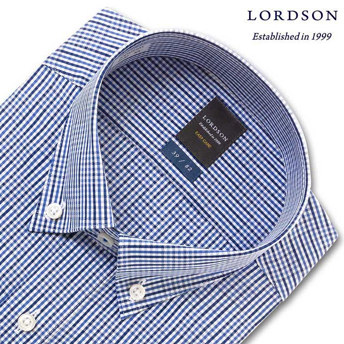 LORDSON 長袖ショートカラーボタンダウン ブルー ワイシャツ